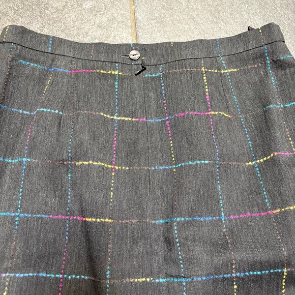 Nicola Italian Windowpane Pencil Skirt Grey Rainbow Details Office SZ 10 - Picture 6 of 7